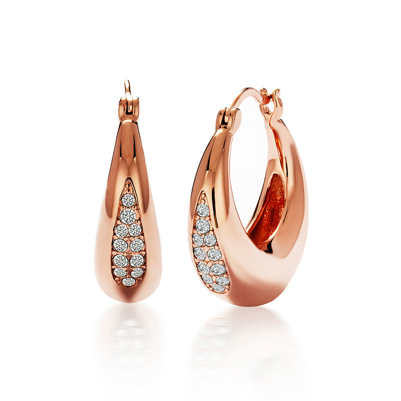 Calla Lily Teardrop Hoop Earrings 18K White Gold Plated Copper Swarovski Crystal Cluster Hoops/DE0825