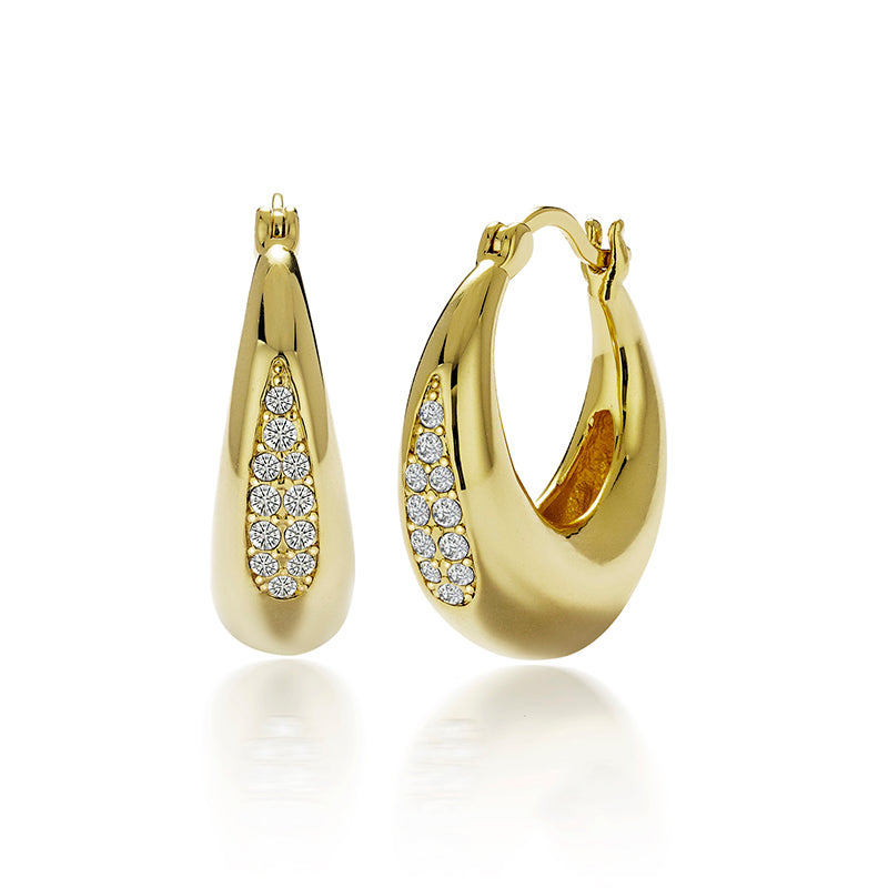 Calla Lily Teardrop Hoop Earrings 18K White Gold Plated Copper Swarovski Crystal Cluster Hoops/DE0825