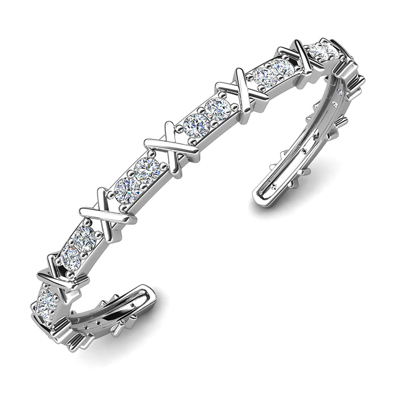 Balanced X Cross Sparkle Open Bangle Clean Contemporary Design / DB0236