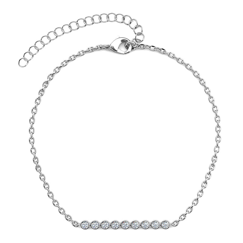Lightweight Nine Round Diamond Thin Cable Chain Refined Wrist Accessory / DB0253