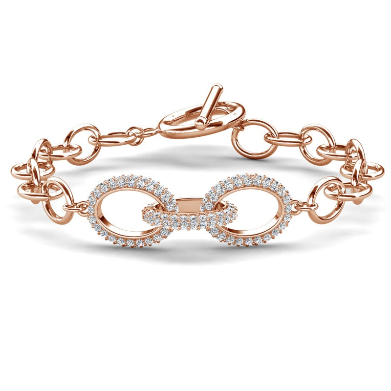 18k Real Gola Plated Eternity Symbol Sparkling Infinity Oval Chain Bracelet / DB0260