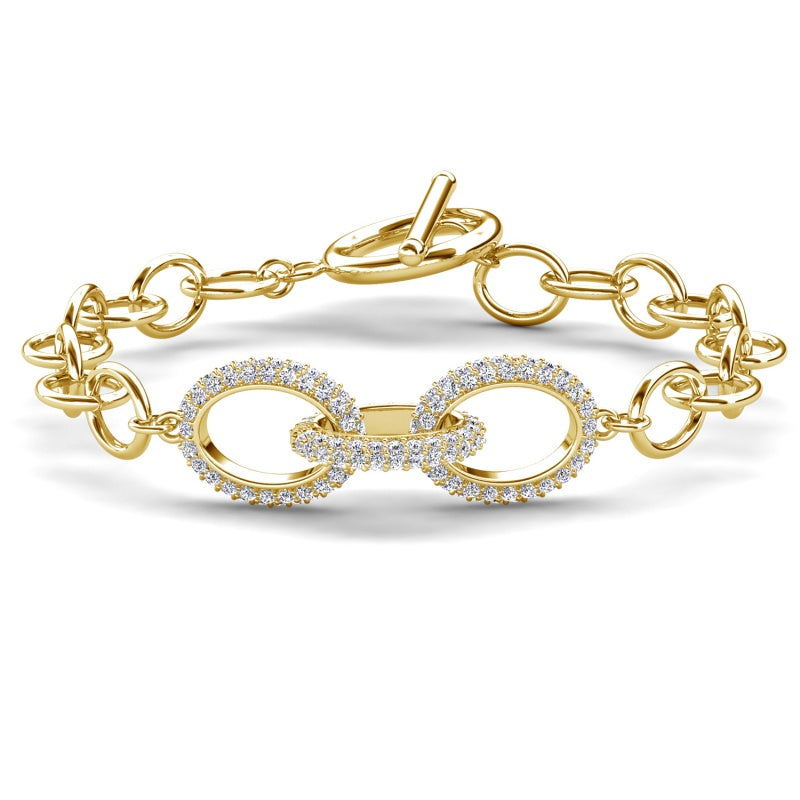 18k Real Gola Plated Eternity Symbol Sparkling Infinity Oval Chain Bracelet / DB0260