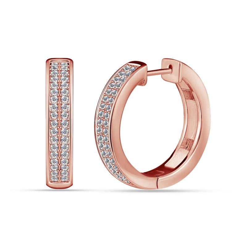 Sparkly Wide Band Hoop Earrings with Swarovski crystals 18K White Gold Plated Copper Swarovski Crystal Pave / DE0881