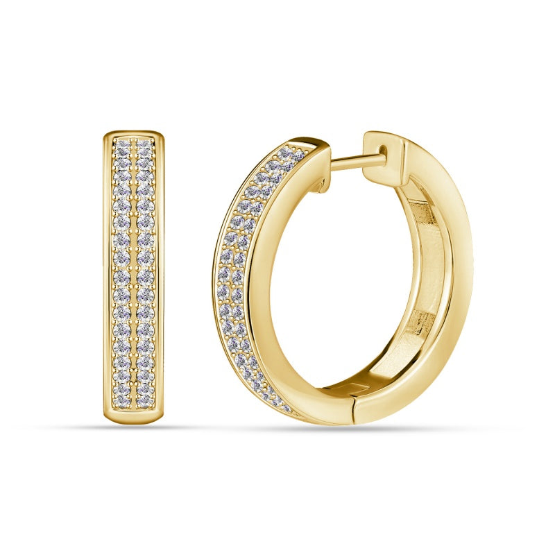 Sparkly Wide Band Hoop Earrings with Swarovski crystals 18K White Gold Plated Copper Swarovski Crystal Pave / DE0881