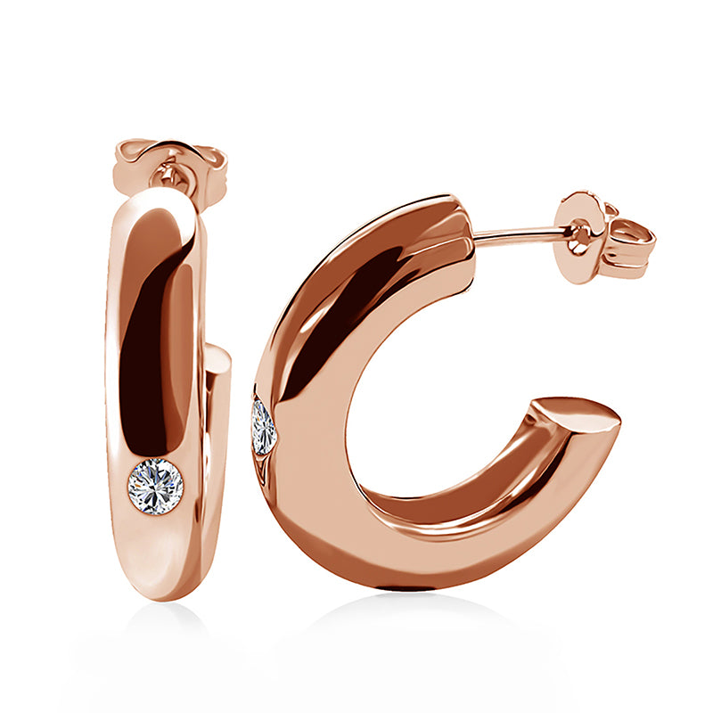 Minimalist High-Polish Chunky C-Hoop Earrings Stylish Gift for Her / DE0882
