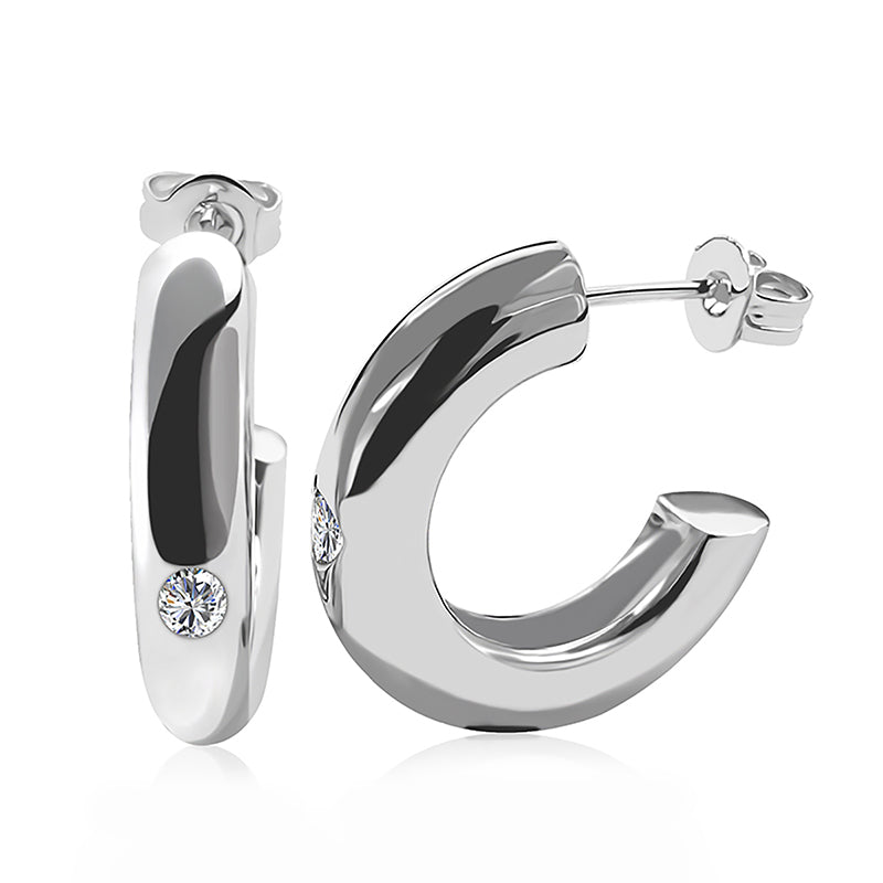 Minimalist High-Polish Chunky C-Hoop Earrings Stylish Gift for Her / DE0882