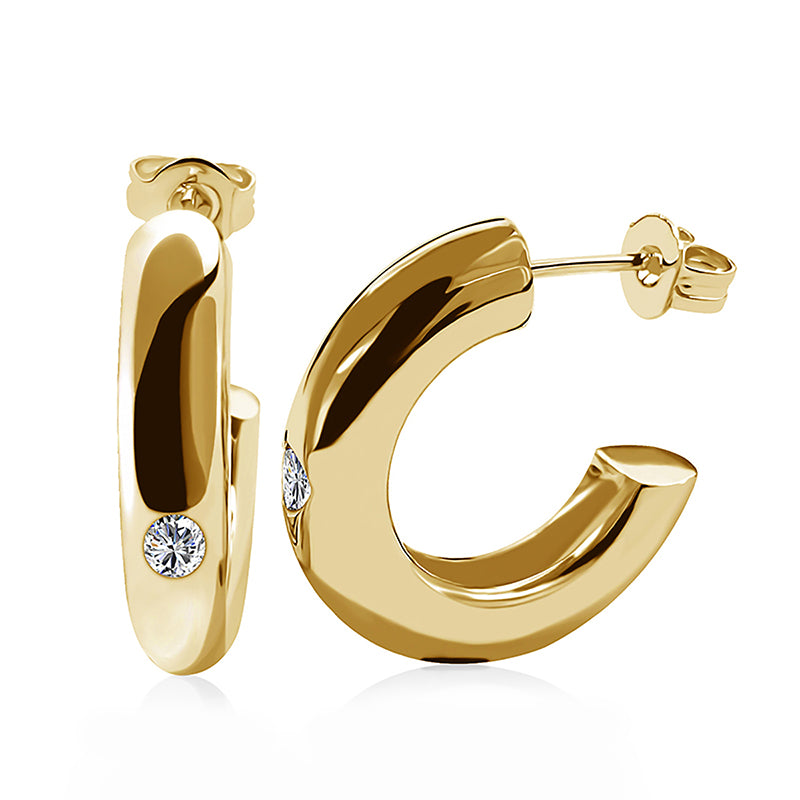 Minimalist High-Polish Chunky C-Hoop Earrings Stylish Gift for Her / DE0882