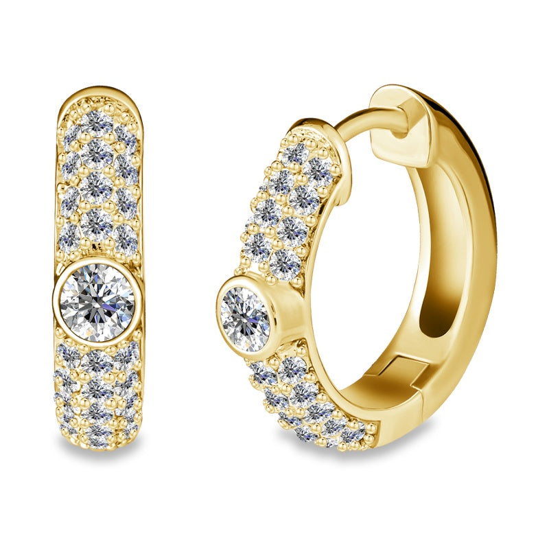 Dazzling 3D Sparkle Huggie Earrings 18K White Gold Plated Copper Genuine Swarovski Crystal Jewelry / DE0884