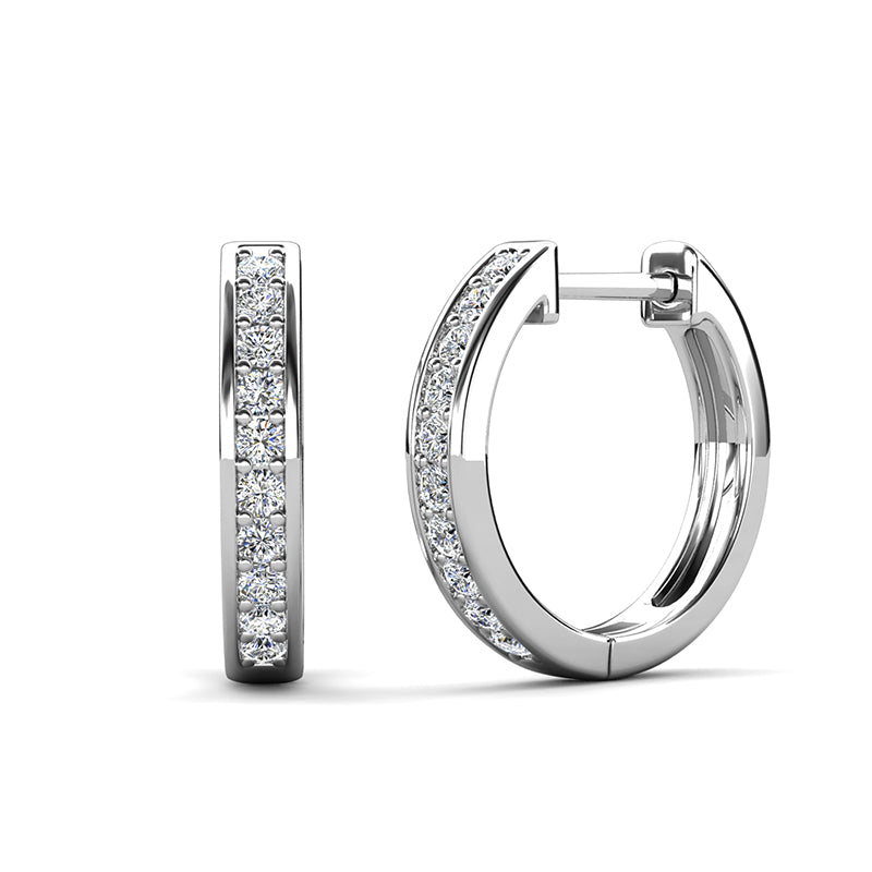 Hypoallergenic Swarovski Crystal Hoop Earrings 18K White Gold Plated Copper Birthday Gift for Her/ DE0887