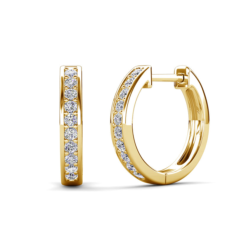 Hypoallergenic Swarovski Crystal Hoop Earrings 18K White Gold Plated Copper Birthday Gift for Her/ DE0887