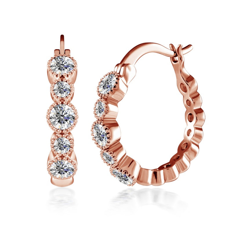 Elegant Floral Drop Earrings with Pear Cut Swarovski Crystal 18K Gold Plated Nickel-Free Blossom Stubs / DE0993