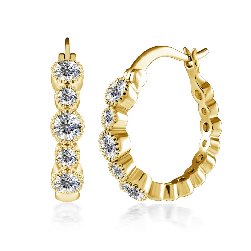 Elegant Floral Drop Earrings with Pear Cut Swarovski Crystal 18K Gold Plated Nickel-Free Blossom Stubs / DE0993