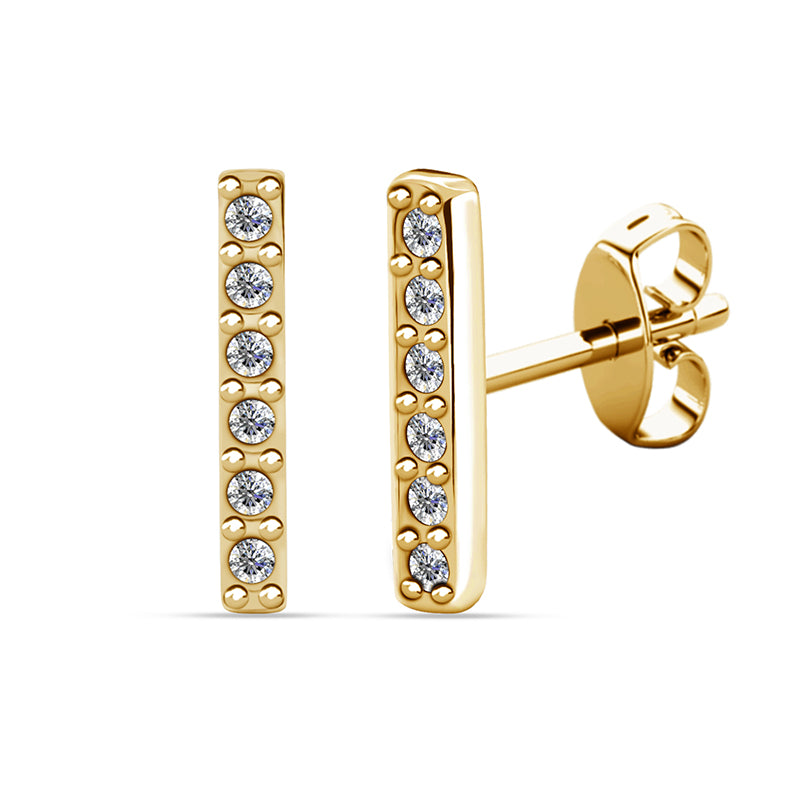 Pave Bar Stud Earrings With Swarovski Crystal,Small Thin Diamond Bar Earrings For Women / DE0959