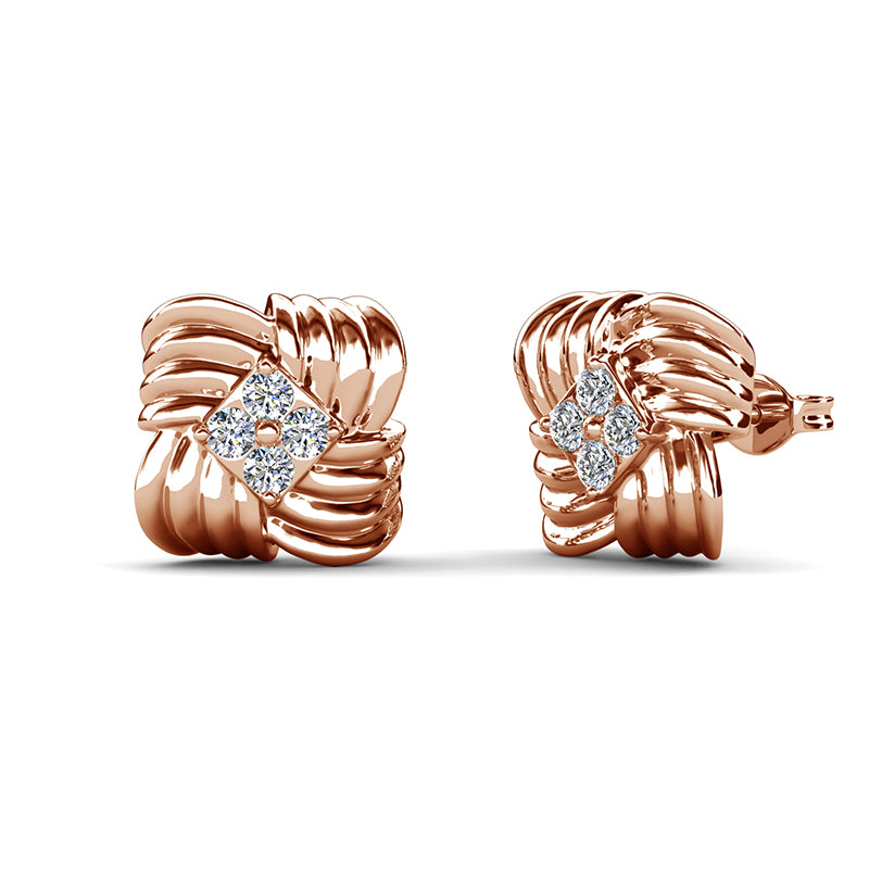 Statement Chunky Ribbed Knot Stud Earrings High-End Cocktail & Bridal Jewelry/ DE0977