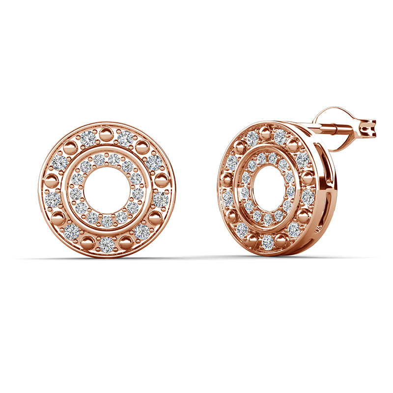 Butterfly Back Stud Earrings Nickel Free Copper Double Circle Tier Milestone Anniversary Birthday Present / DE0983