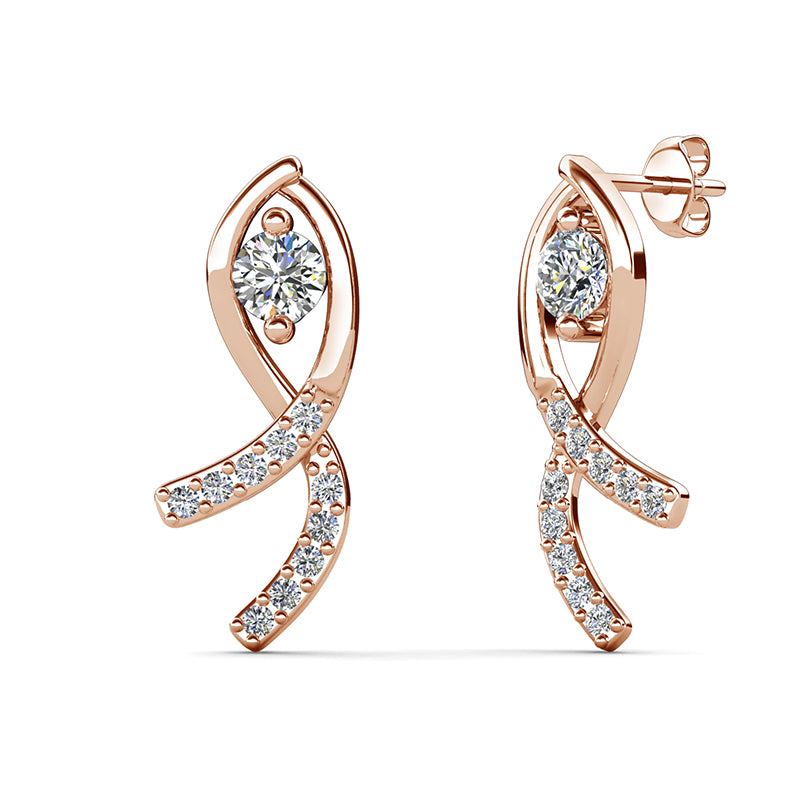 Dazzling Intertwined Ribbon Drop Earrings With Swarovski Crystals / DE0988