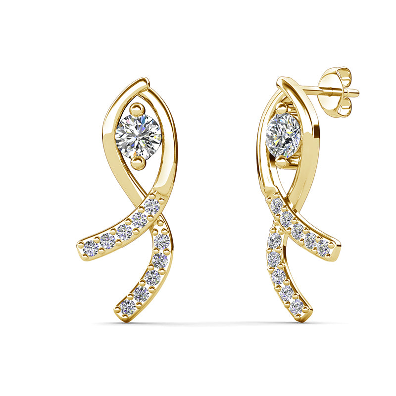 Dazzling Intertwined Ribbon Drop Earrings With Swarovski Crystals / DE0988