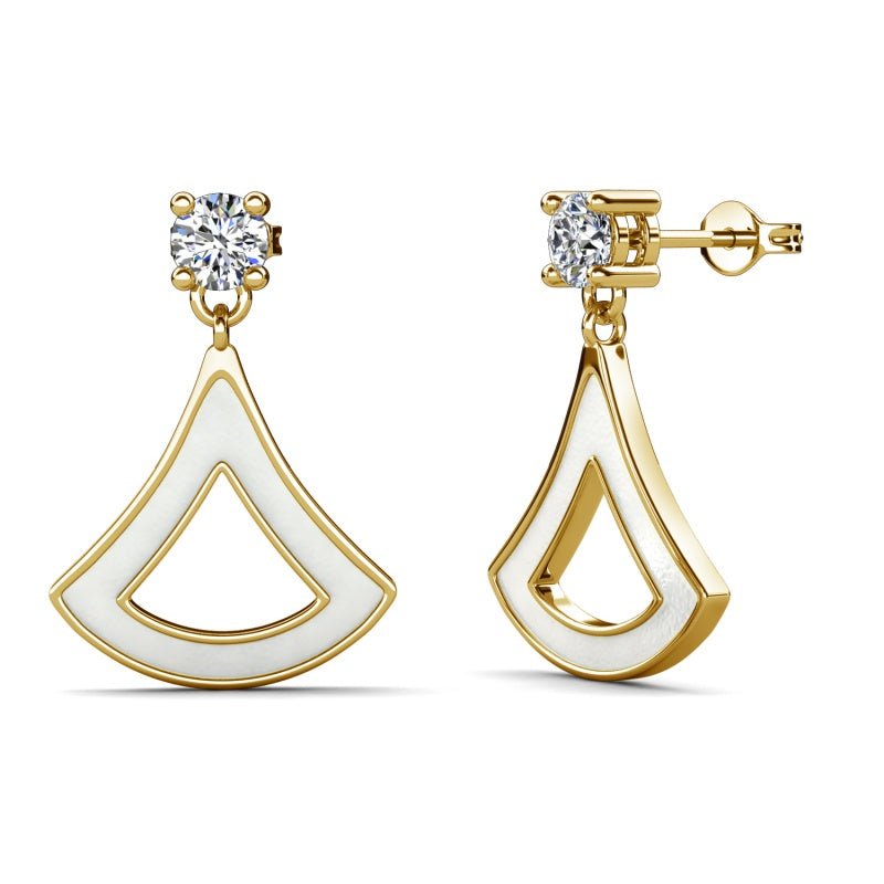 Modern Minimalist Geometric Teardrop Dangle Earrings With Swarovski Crystals Elegant Office & Everyday Jewelry/ DE1014