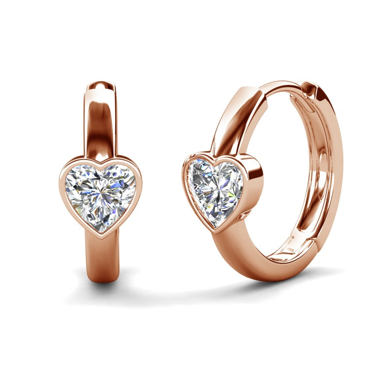 Minimalist Heart Crystal Huggie Earrings Comfortable Daily Jewelry for Women/ DE1027