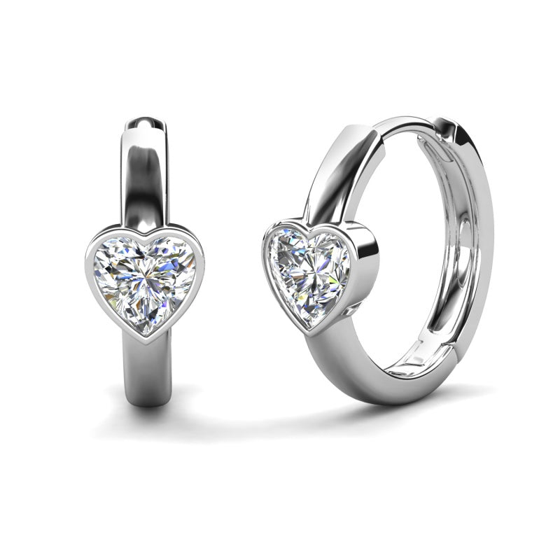 Minimalist Heart Crystal Huggie Earrings Comfortable Daily Jewelry for Women/ DE1027