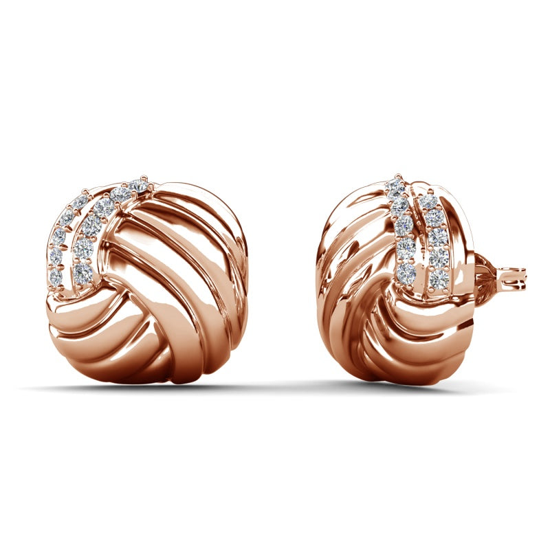 Luxe Twisted Knot Stud Earrings with Swarovski Crystals,Chunky Textured Silver-Tone Jewelry for Office & Daily Wear/ DE1033