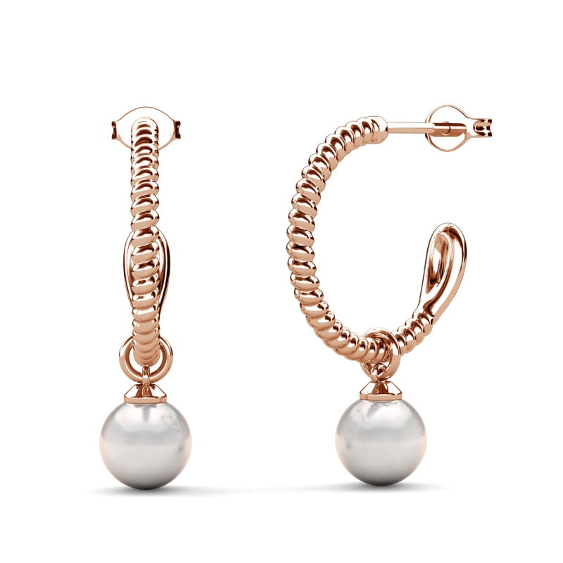 Dainty Twisted Pearl Drop Earrings ,Swarovski Crystal Pearl Studs , Elegant Everyday Minimalist Jewelry/ DE1034