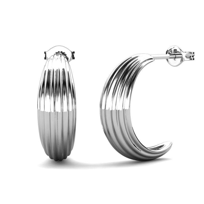 Women's Minimalist Ribbed Hoop Studs | 18K Gold Plated, Hypoallergenic Nickel-Free Jewelry/ DE1048
