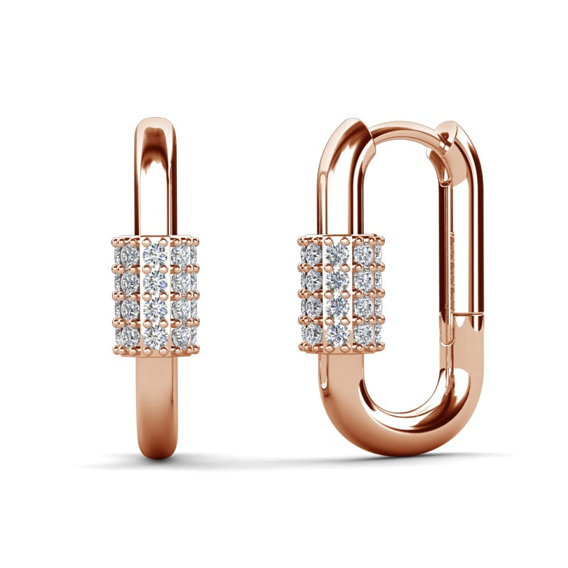 Chunky Safety Pin Hoop Earrings with Sparkling Pavé Detail,Stylish Stubs For Women/ DE1053