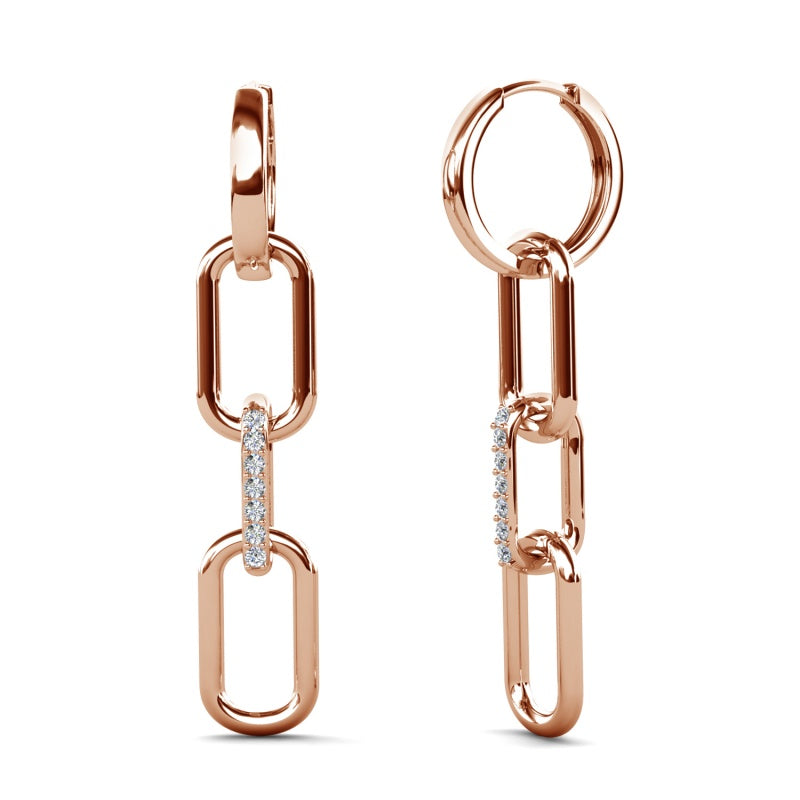 Y2K Style Geometric Chain Drop Earrings , 18K White Gold Plated, Hypoallergenic Statement Jewelry/ DE1054