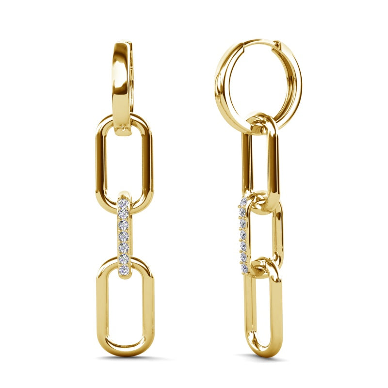 Y2K Style Geometric Chain Drop Earrings , 18K White Gold Plated, Hypoallergenic Statement Jewelry/ DE1054