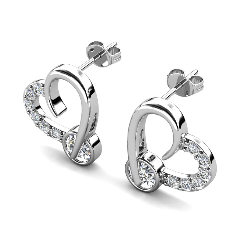 Pave Crystal Open Heart Hoop Earrings, 18K Gold Plated Women Jewelry / DE1066