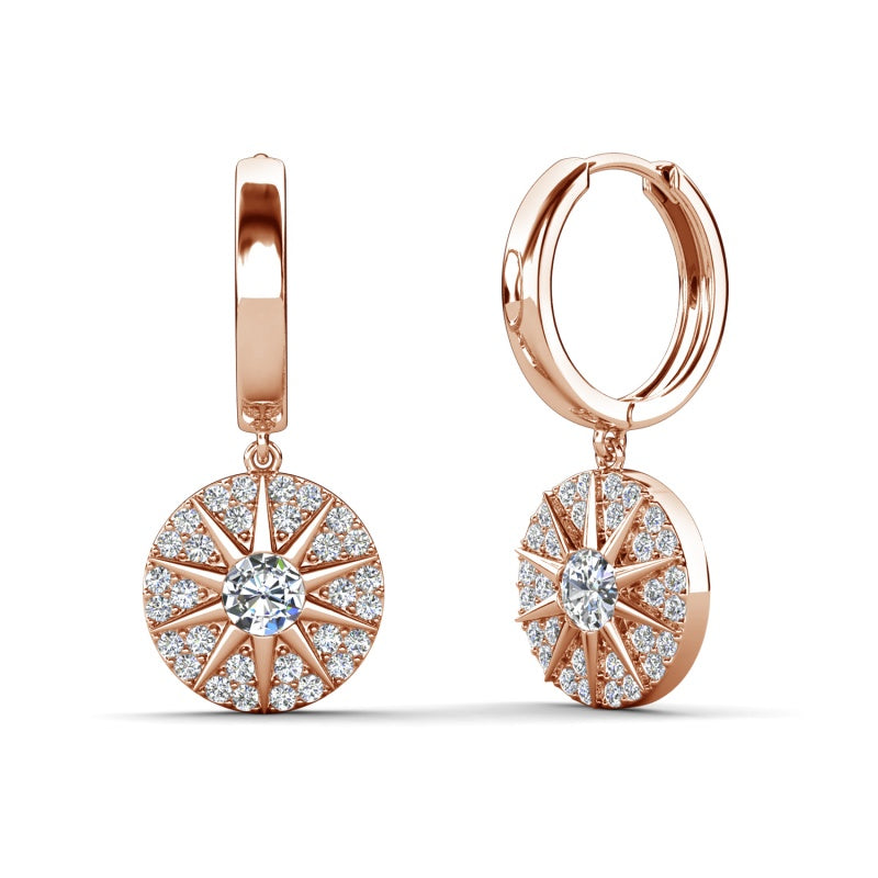 18K Gold Plated Nickel-Free Copper Snowflake Crystal Dangle Earrings / DE1072