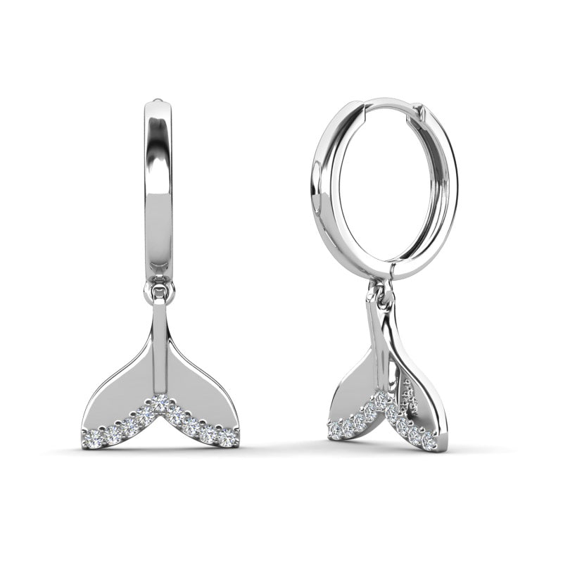 Ocean Beach Themed Swarovski Crystal Mermaid Tail Dangle Earrings / DE1073