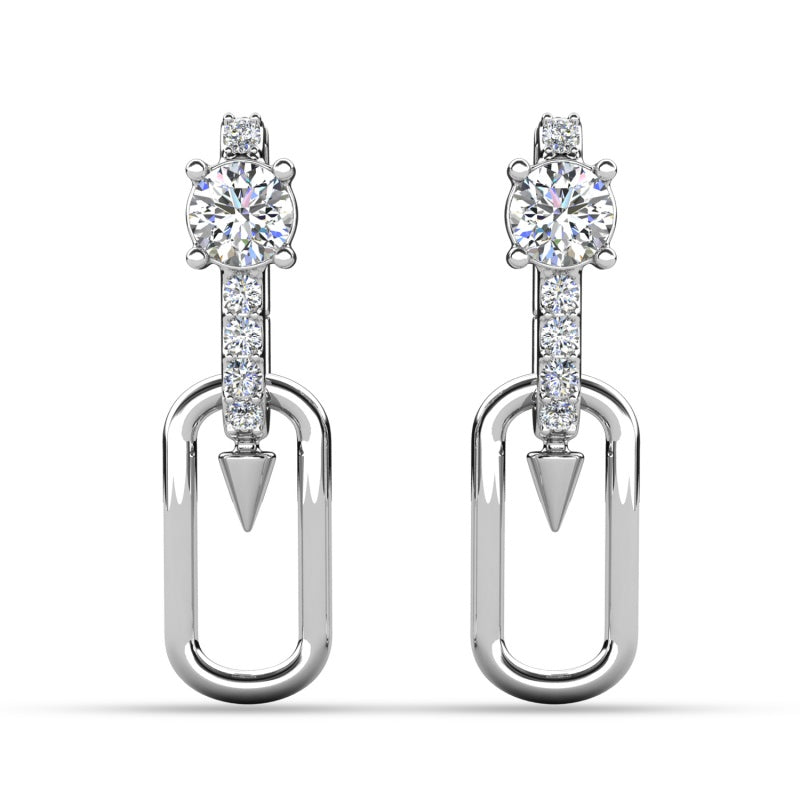 Dainty Swarovski Crystal Twisted Chain Paperclip Ear Huggies Hypoallergenic Hoop Earrings / DE1076