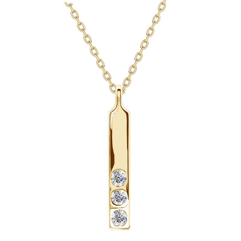 Minimalist Vertical Bar Pendant Necklace with Bottom Swarovski Crystals / DP0759