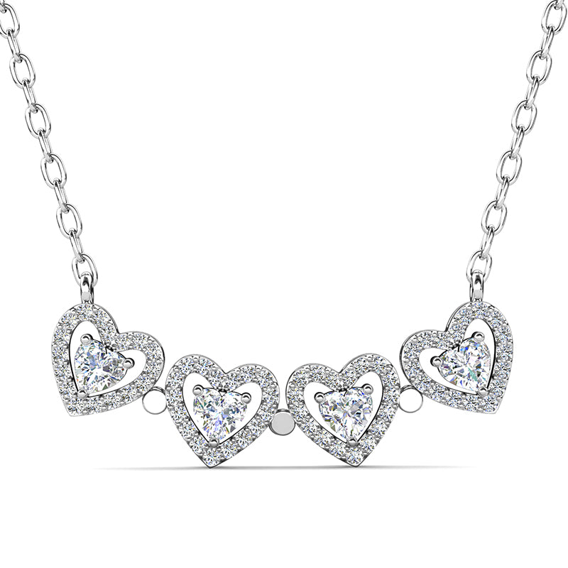 Two-Way Convertible Four Heart Clover Necklace ,Romantic Gift For Her / DP0848