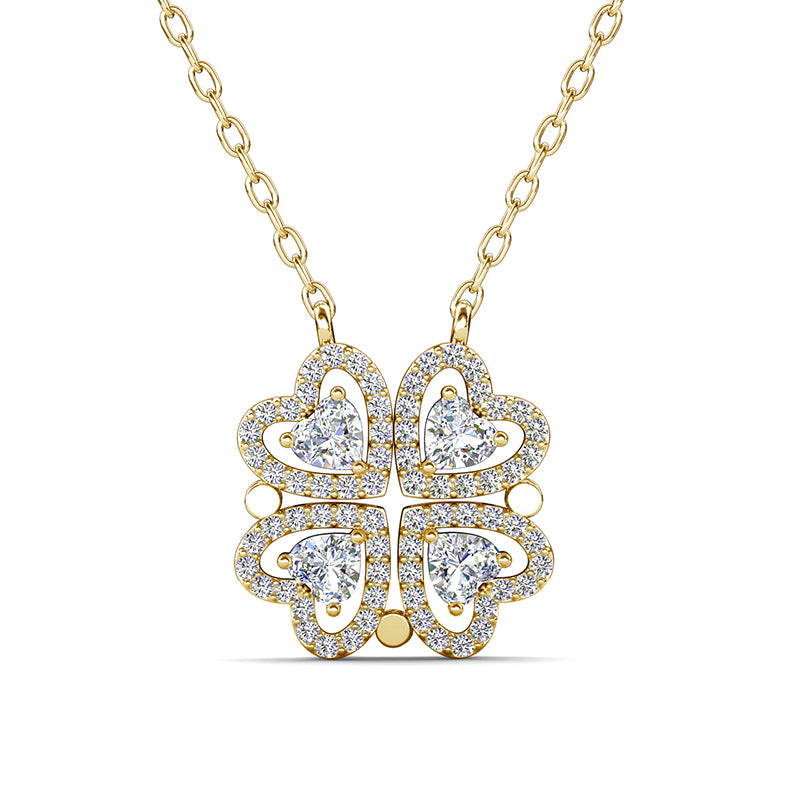 Two-Way Convertible Four Heart Clover Necklace ,Romantic Gift For Her / DP0848