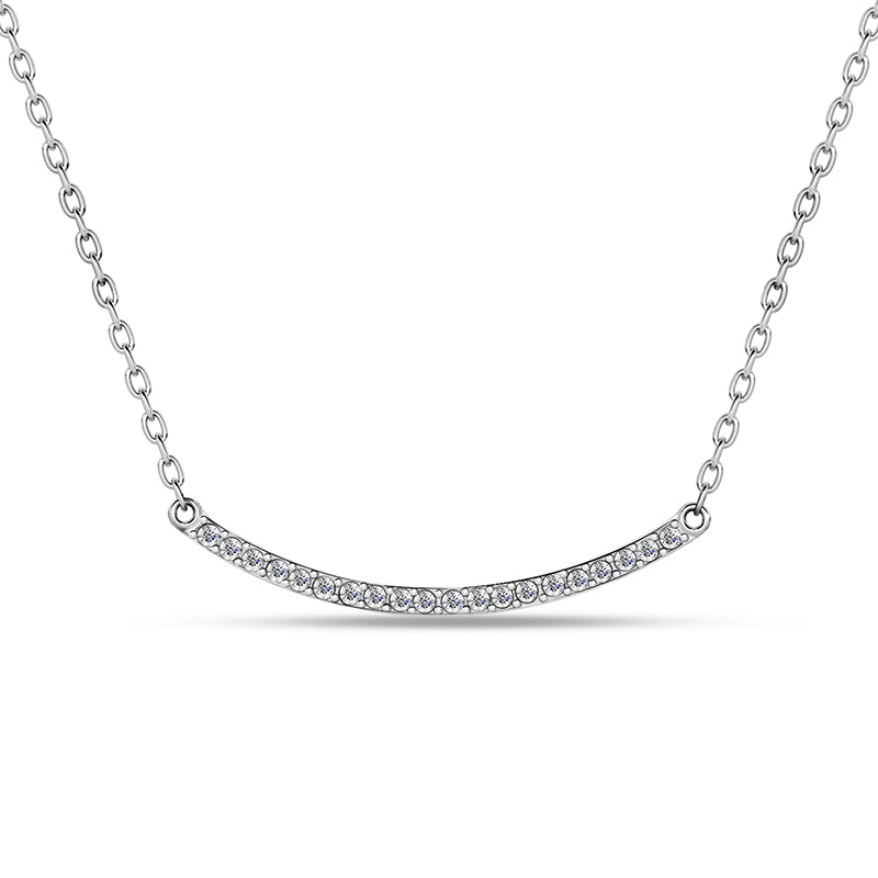 Minimalist Smooth Smile Curve Full Stone Crystal Pendant,Perfect Everyday Layering Piece / DP0850