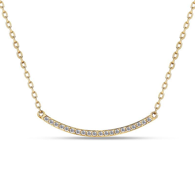 Minimalist Smooth Smile Curve Full Stone Crystal Pendant,Perfect Everyday Layering Piece / DP0850