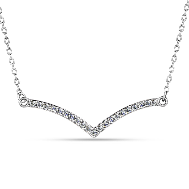 Sparkling Curved V-Bar Collarbone Necklace with Swarovski Crystals,18K Gold Plated For Women /DP0851