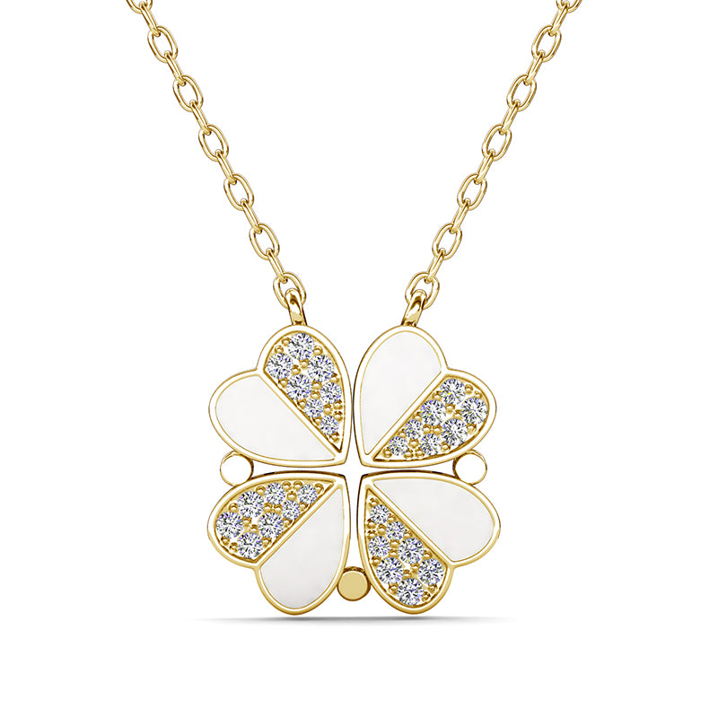 Dainty Heart Split Lucky Clover Necklace Swarovski Crystal Good Luck Jewelry For Women /DP0857
