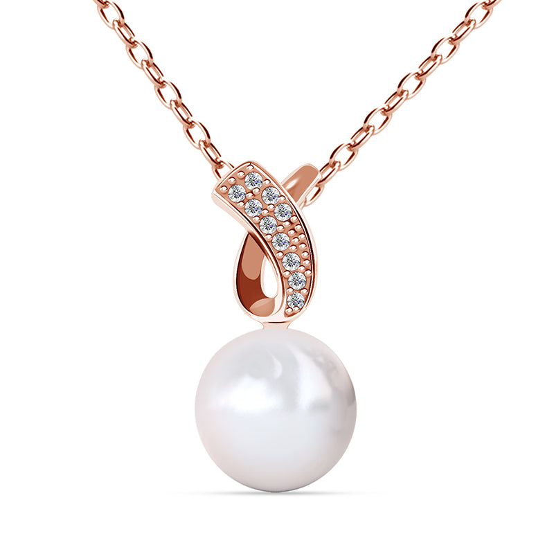 Elegant Large Glossy Pearl Drop Necklace With Swarovski Crystal Twist Bail / DP0876