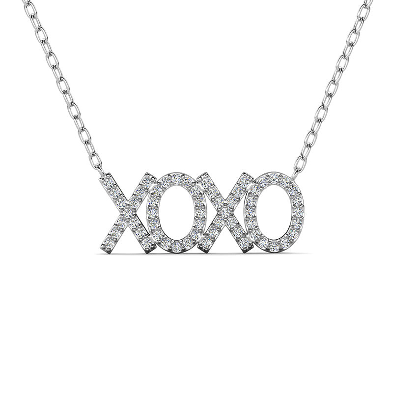 Sparkling XOXO Kiss Letter Necklace With Swarovski Crystals, Hypoallergenic Daily Wear Accessory / DP0885