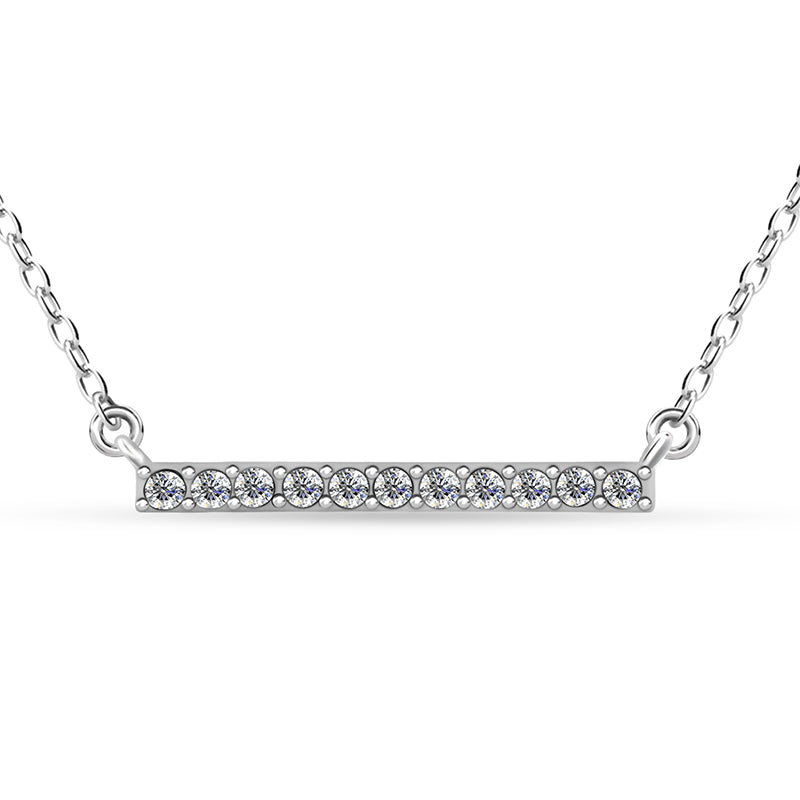 Trendy Layering Bar Necklace with Sparkling Swarovski Crystals ,18K White Gold Plated Copper Minimalist Jewelry/ DP0893