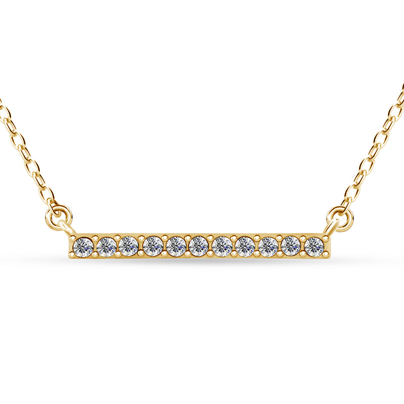 Trendy Layering Bar Necklace with Sparkling Swarovski Crystals ,18K White Gold Plated Copper Minimalist Jewelry/ DP0893
