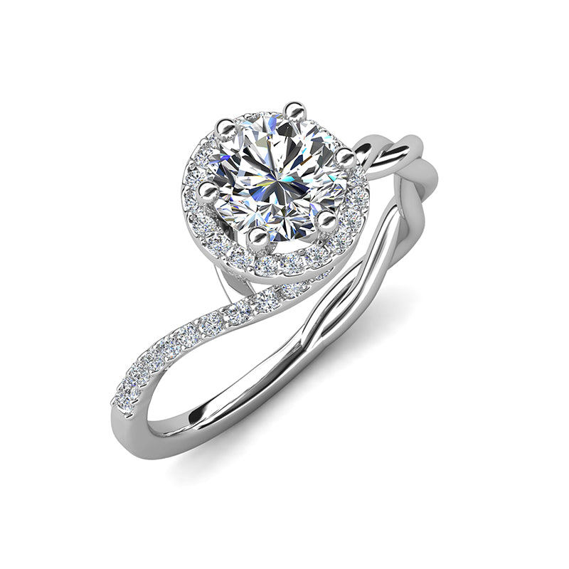 18K Gold plated Six Prong Halo Twisted Vine Ring Romantic Bridal Jewelry/ DR0127