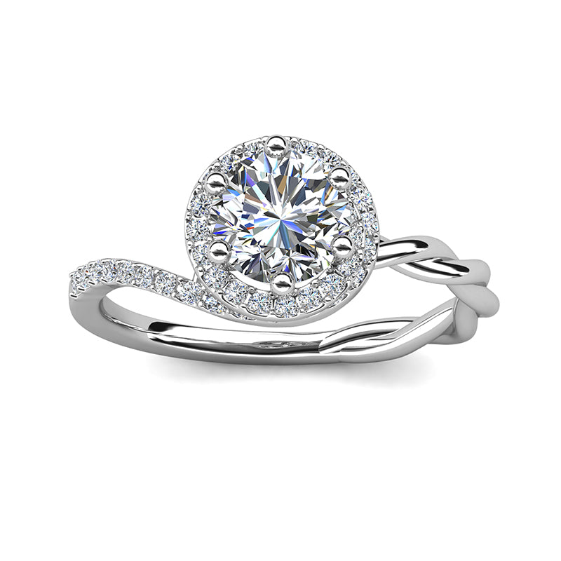 18K Gold plated Six Prong Halo Twisted Vine Ring Romantic Bridal Jewelry/ DR0127