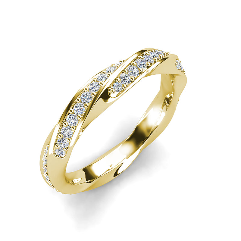Versatile Twisted Swarovski Crystal Stacking Ring 18K White Gold Plated Hypoallergenic Intertwined Sparkle & Shine Band / DR0132