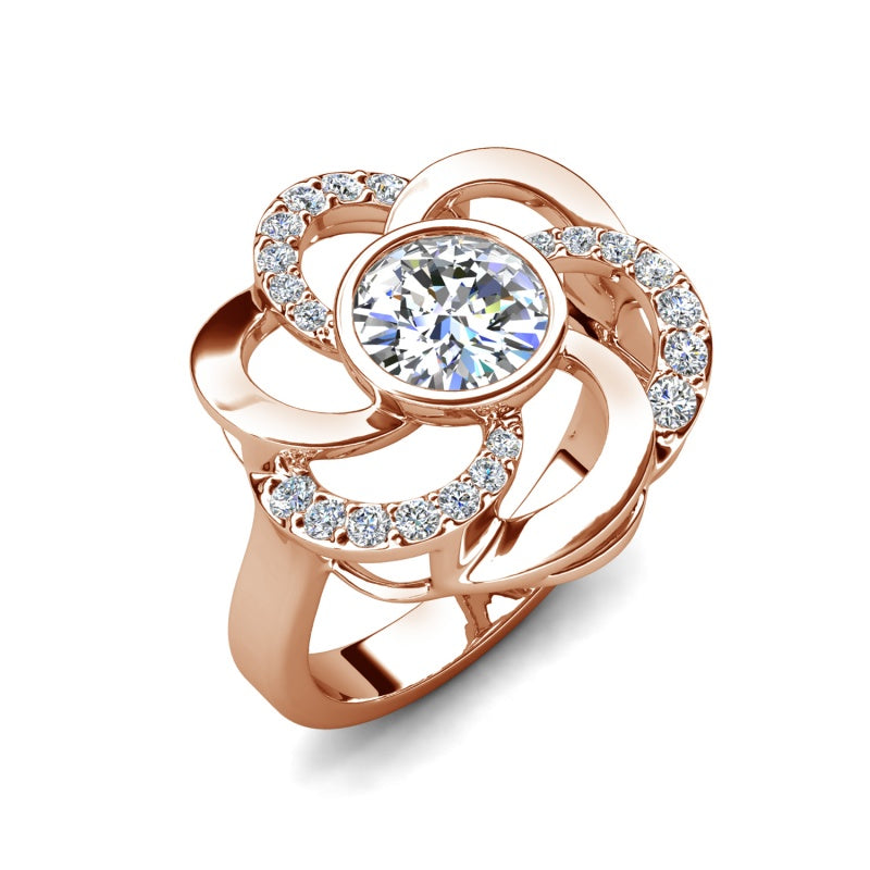 High-End Interlocking Floral Statement Ring Dainty Fashion Ring For Women / DR0134