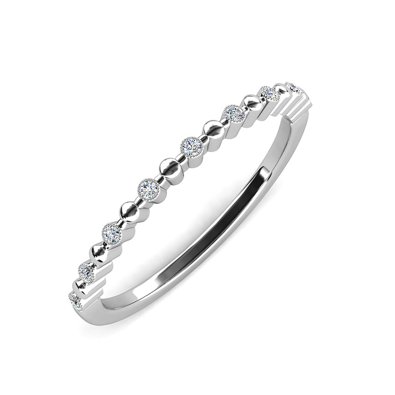 Dainty Beaded & Crystal Alternating Stackable Ring With Swarovski Crystals/ DR0157